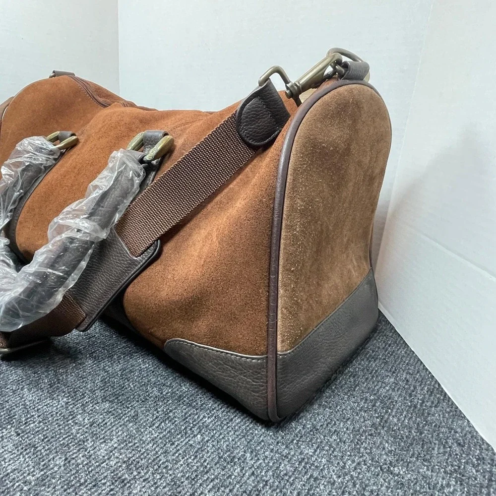 Marlboro Leather Duffel Bag Large Brown Suede Vtg Western Travel Bag 2003 RARE